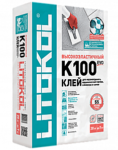 Суперэластичная клеевая смесь LITOKOL HYPERFLEX K100 (ЛИТОКОЛ ГИПЕРФЛЕКС К 100 белый), 20кг